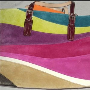 VERY RARE ONE OF A KIND COACH SUEDE MULTI COLORED!